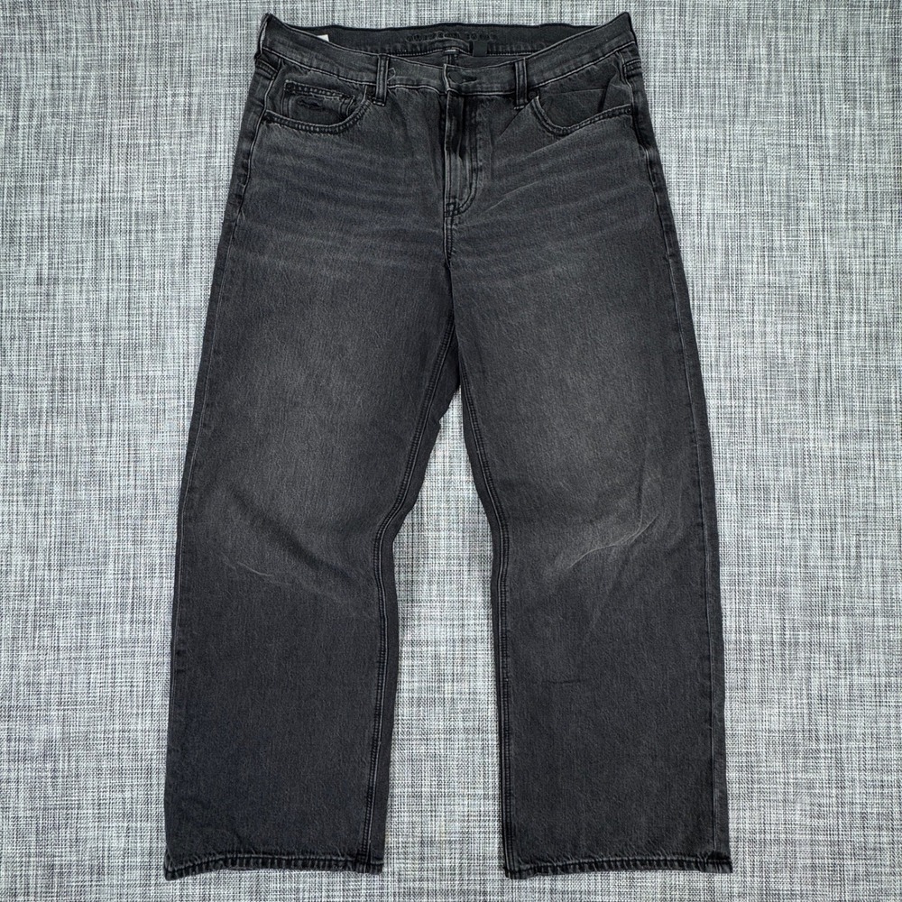 American Eagle Womens Jeans Stovepipe High Rise Straight Leg Black Denim Size 10